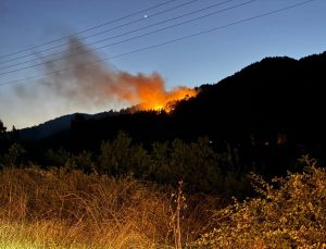 Akseki’de ormanlık alanda çıkan yangına müdahale ediliyor