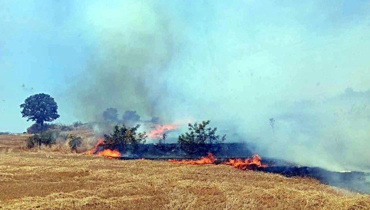 Balya bağlama makinesinden çıkan kıvılcımlar yangına neden oldu