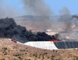 Çanakkale’de katı atık bertaraf ve depolama tesisinde çıkan yangına müdahale ediliyor
