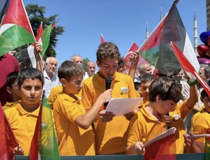 Edirne’de çocuklardan Gazze’ye destek mesajı