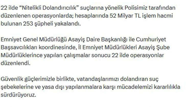 22 ilde ‘Nitelikli dolandırıcılık’ operasyonu; 253 gözaltı