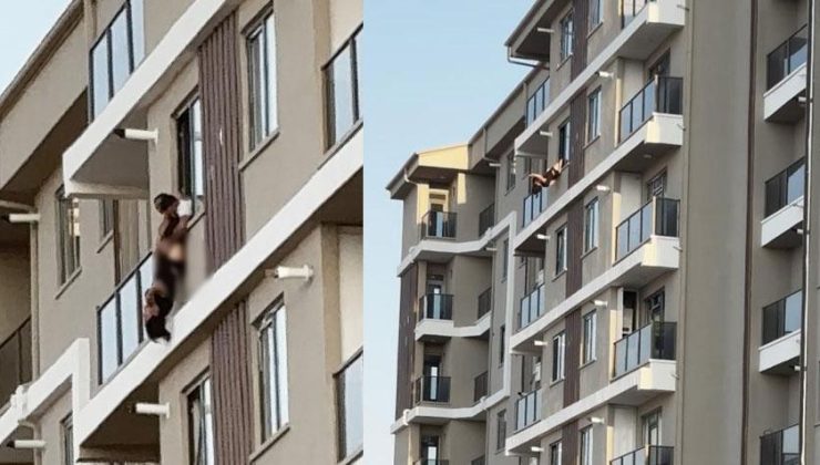 7. katın penceresinde dehşet! Genç kadın ayaklarından yakalandı