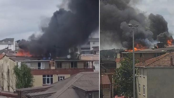 Arnavutköy’de 3 katlı binanın çatısında yangın! Çok sayıda itfaiye ekibi sevk edildi