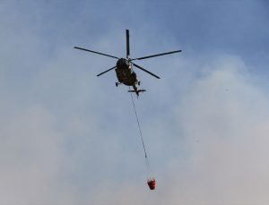 Balıkesir’in Susurluk ilçesinde yanan ormanlık alan havadan görüntülendi