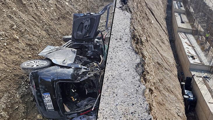 Erzurum’da feci kaza! Otomobil 5 metreden yol çalışmasına düştü: 3 ölü
