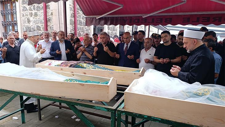 Giresun’da akıntıya kapılarak ölen anne ile iki kızının cenazeleri toprağa verildi