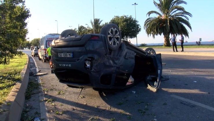 Kartal’da otomobil refüjdeki ağaca çarpıp takla attı: 1 yaralı