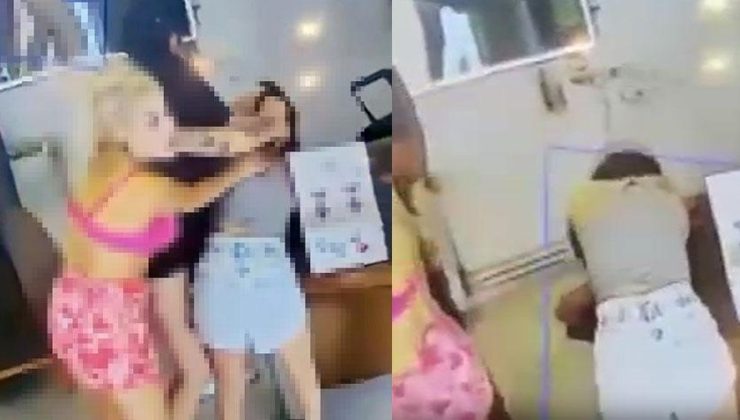 4 kadın birbirine girdi! Başını tutup masaya defalarca vurdu