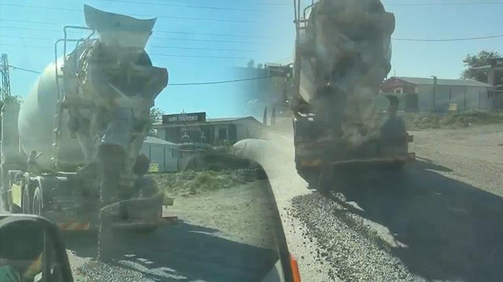 Beton mikseri yola beton dökerek ilerlemişti! Sahibine ceza yağdı