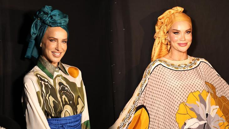 Burcu Esmersoy ve Ebru Şallı eşarp defilesinde podyuma çıktı: Çıkarmak istemiyorum