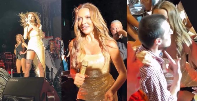 Hadise şarkıyı yarıda kesti, sahneden indi! Hayranının ‘Beni öp’ isteğini geri çevirmedi