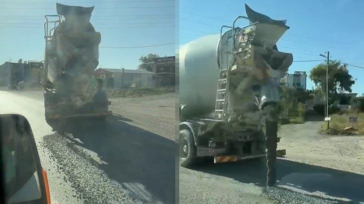 Hem gitti hem döktü… Beton mikserini gören telefona sarıldı