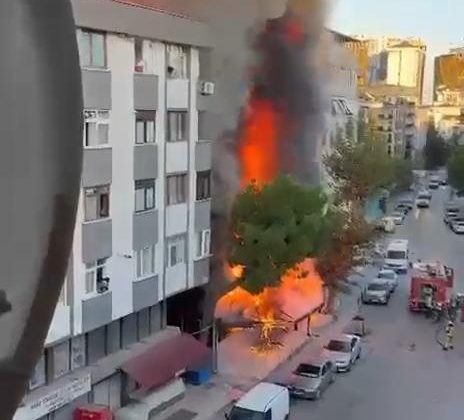 İstanbul Kartal’da korkutan yangın! Market alev alev yandı