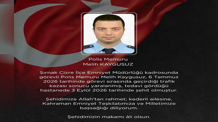 Şırnak’tan acı haber geldi! Trafik kazasında yaralanan polis şehit oldu