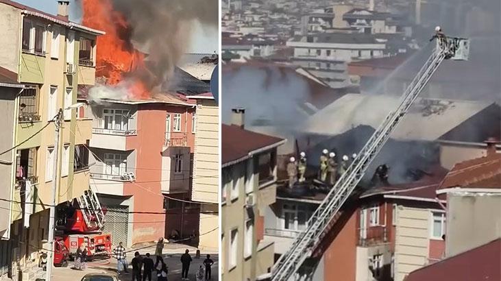 3 katlı binanın çatısı alevlere teslim oldu!