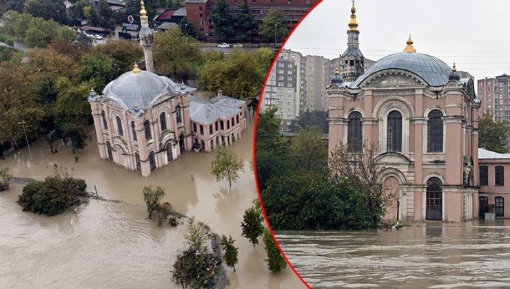 İstanbul’da sağanak felaketi! Tarihi cami sular altında